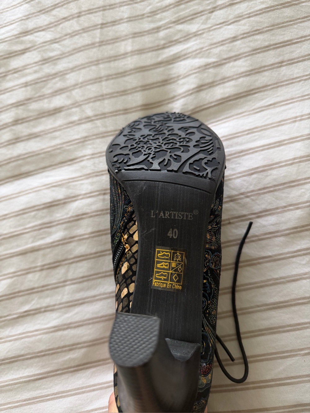 L’Artiste by Spring Step Glitterail Metallic Floral Ankle Boots EU 40 - NWOT